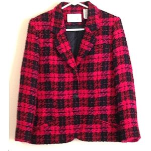 Lord and Taylor wool boucle plaid blazer sz 8